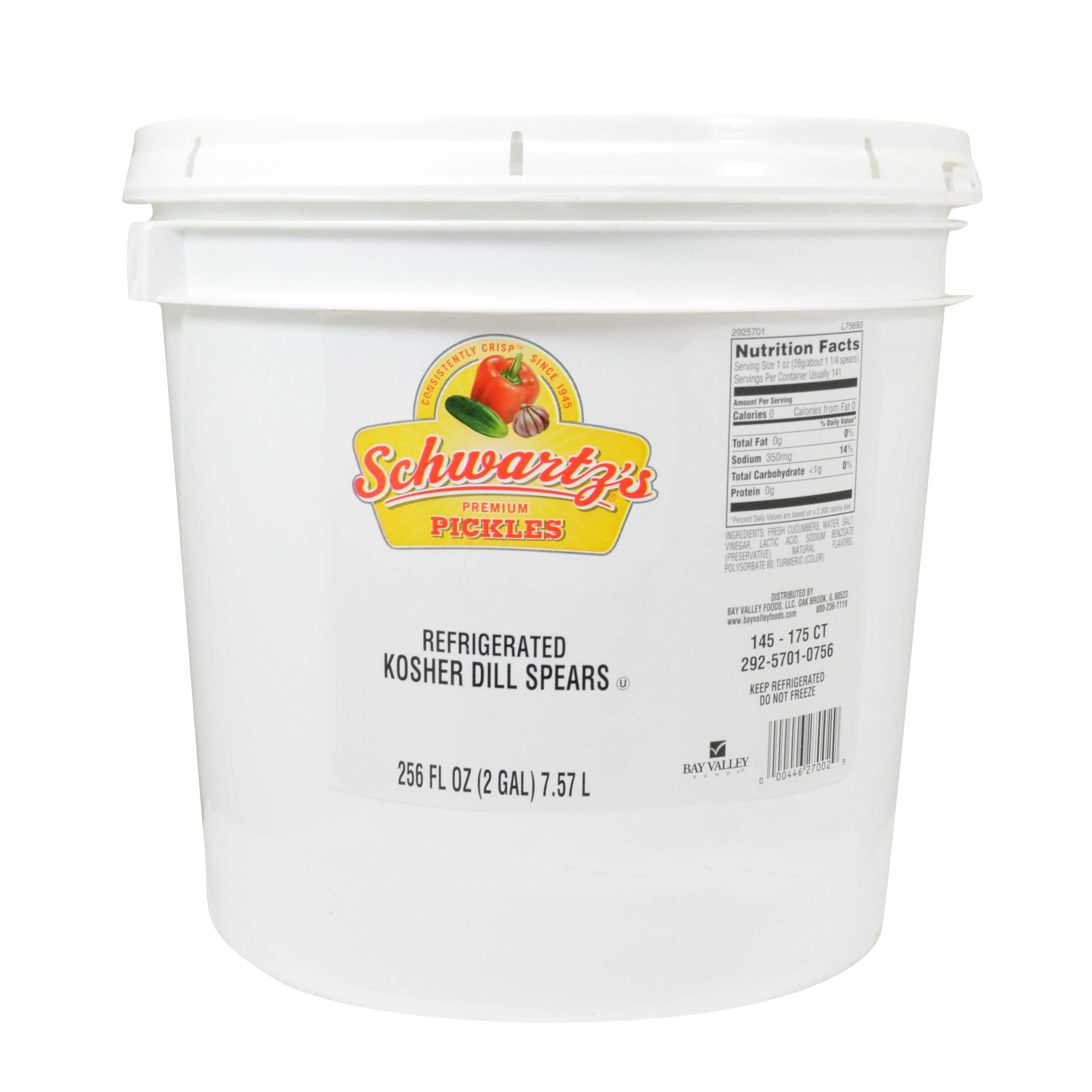 Schwartz's 700b Kosher Spear Dill Pickle, 2 Gallon