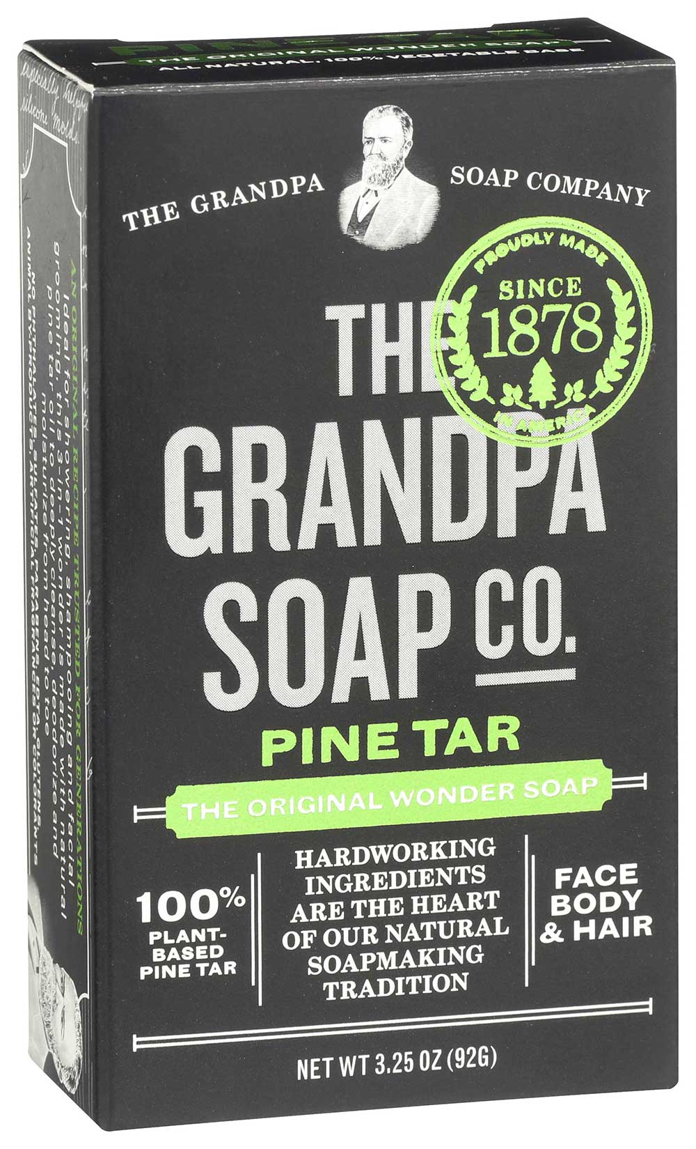 The Grandpa Soap Co. Original Pine Tar Face Body And Hair Soap, 3.25 Ounce