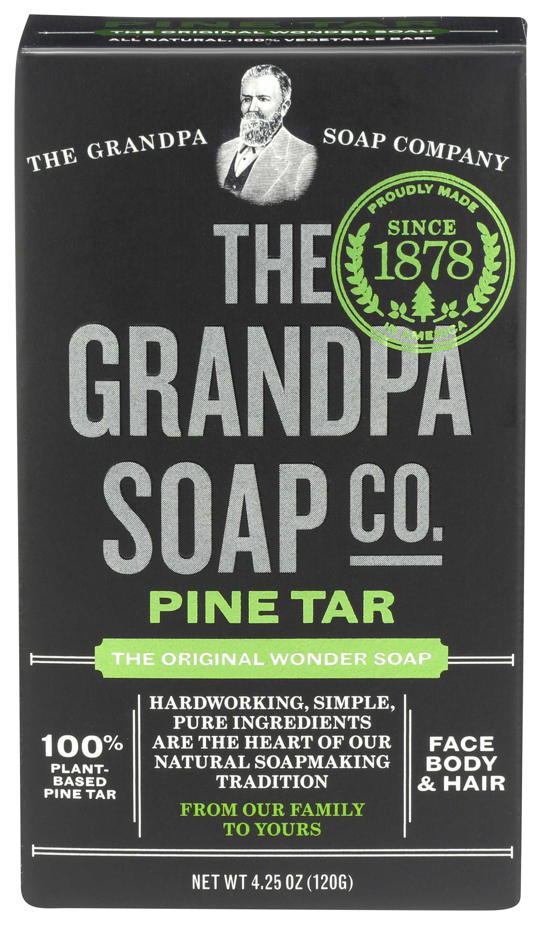 The Grandpa Soap Co. Original Pine Tar Face Body And Hair Soap, 4.25 Ounce