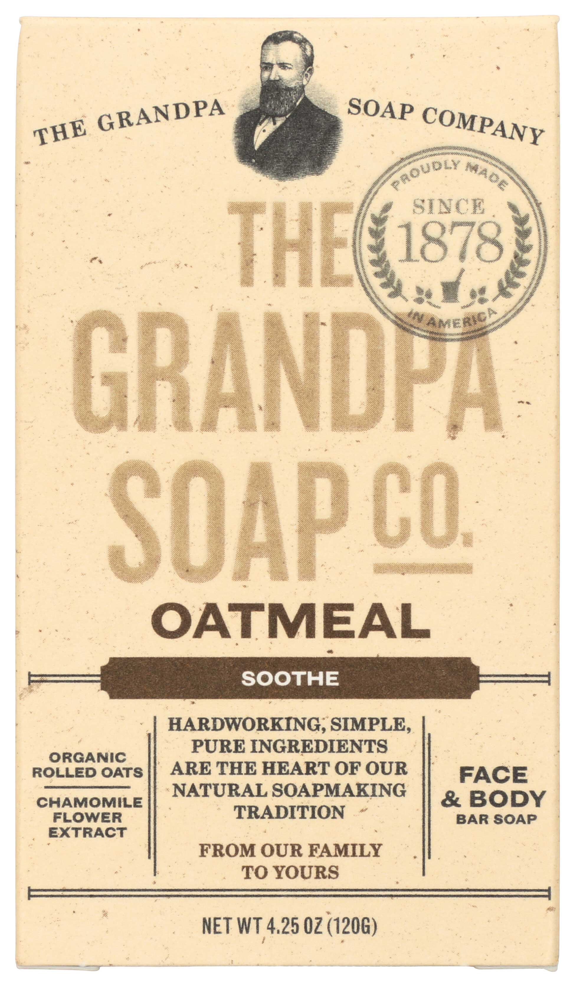 The Grandpa Soap Co. Old Fashioned Oatmeal Soothe Face And Body Bar Soap, 4.25 Ounce
