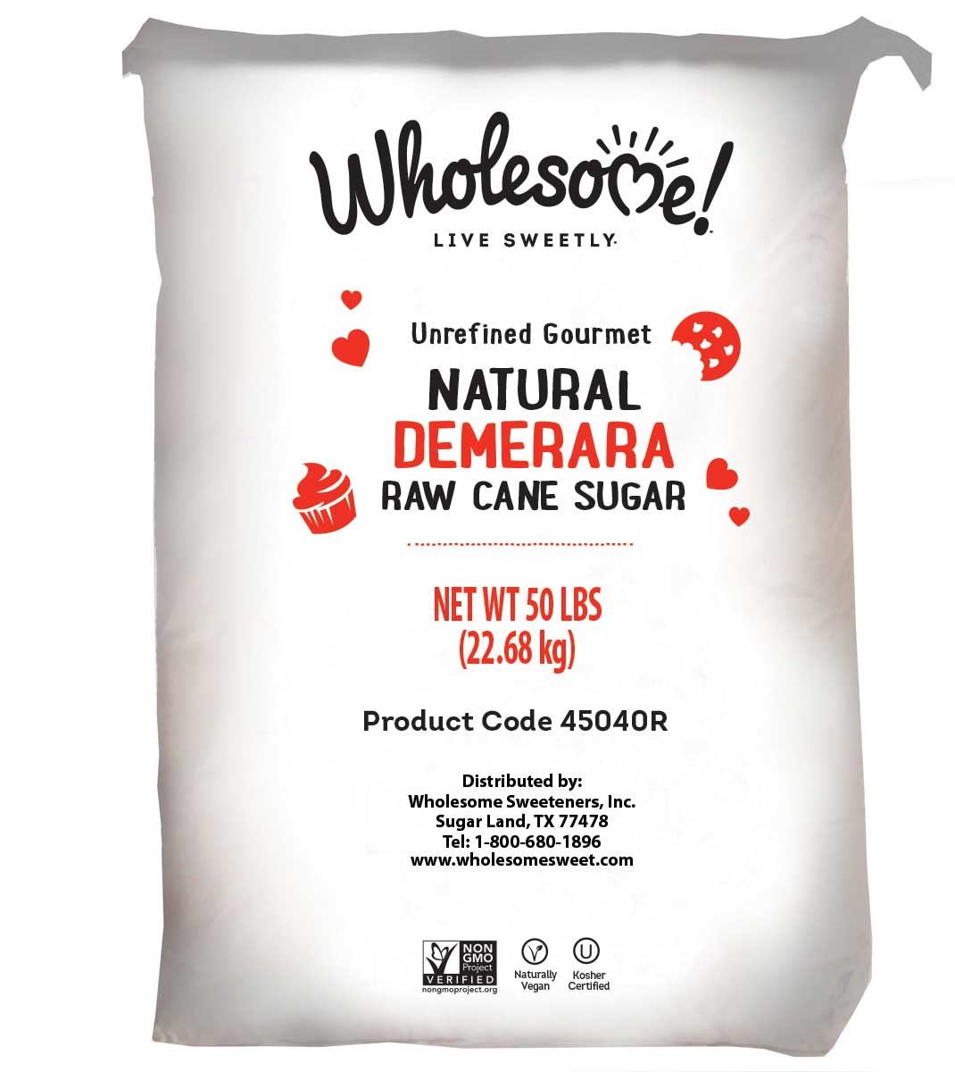 Wholesome Turbinado With Demerara Sugar, 50 Pound