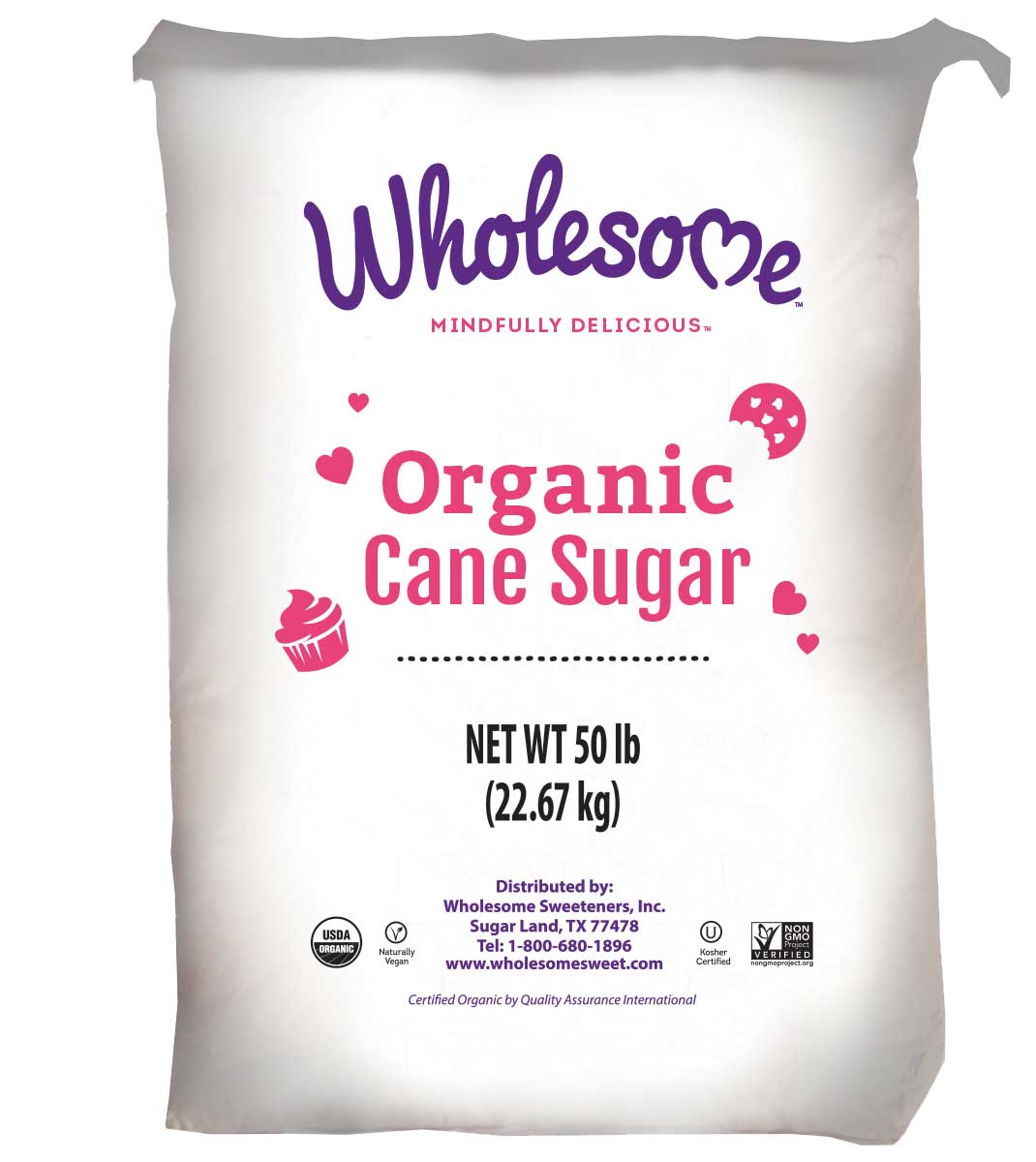 Wholesome Organic Evaporated Cane Juice Sugar, 50 Pound