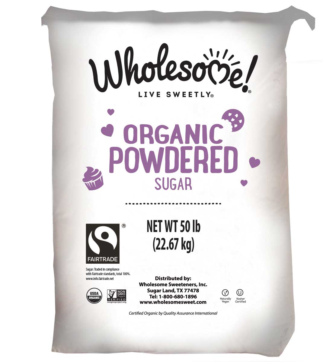 Wholesome Sweeteners Fair Trade Organic Powdered Sugar, 50 Pound