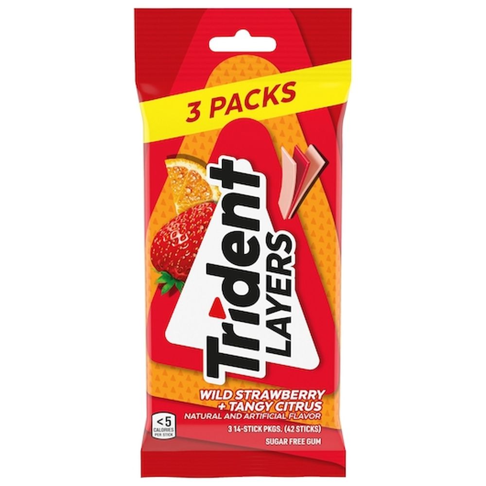 Trident Strawberry Citrus Sugar Free Layer Gum Case FoodServiceDirect