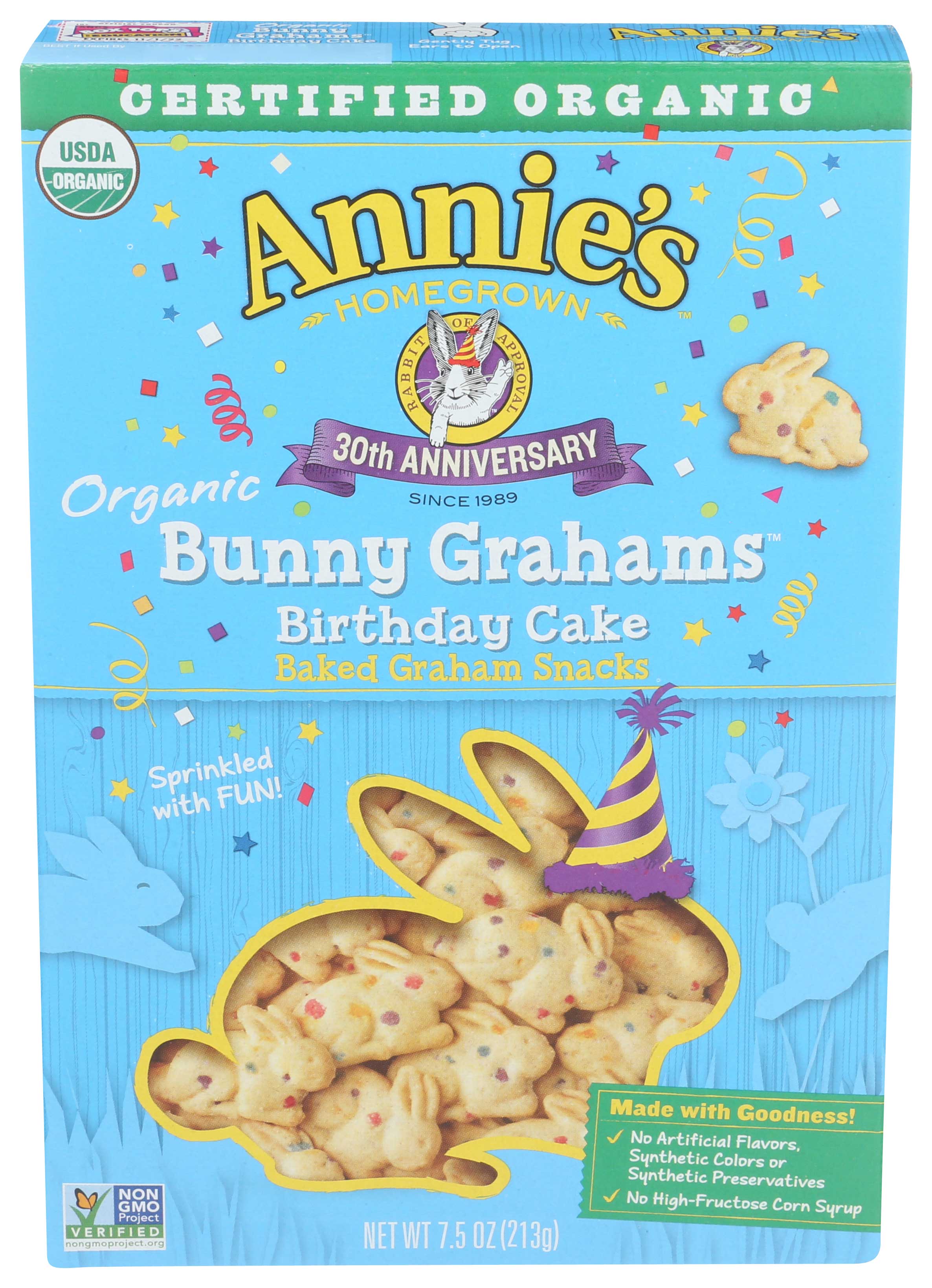Annie's Homegrown Organic Birthday Cake Bunny Grahams Snack, 7.5 Ounce -- 12 Per Case