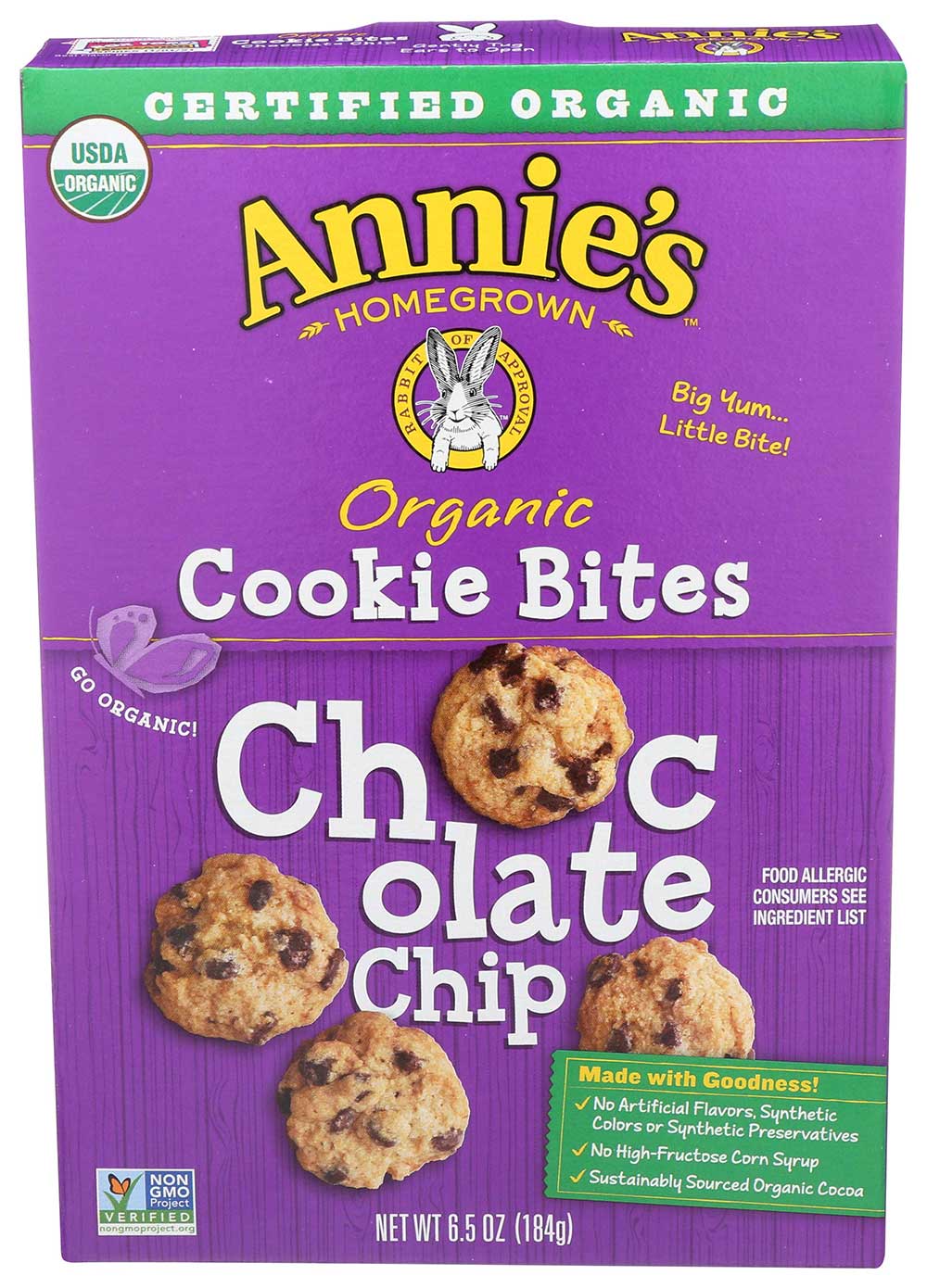 Annie's Homegrown Organic Chocolate Chip Cookie Bites, 6.5 Ounce -- 12 Per Case