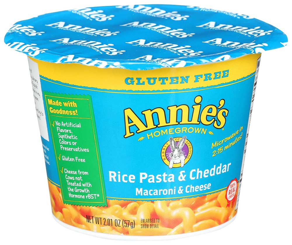 Annies Homegrown Rice Pasta and Cheddar Microwavable Macaroni and Cheese  Cup, 2.01 Ounce -- 12 per case