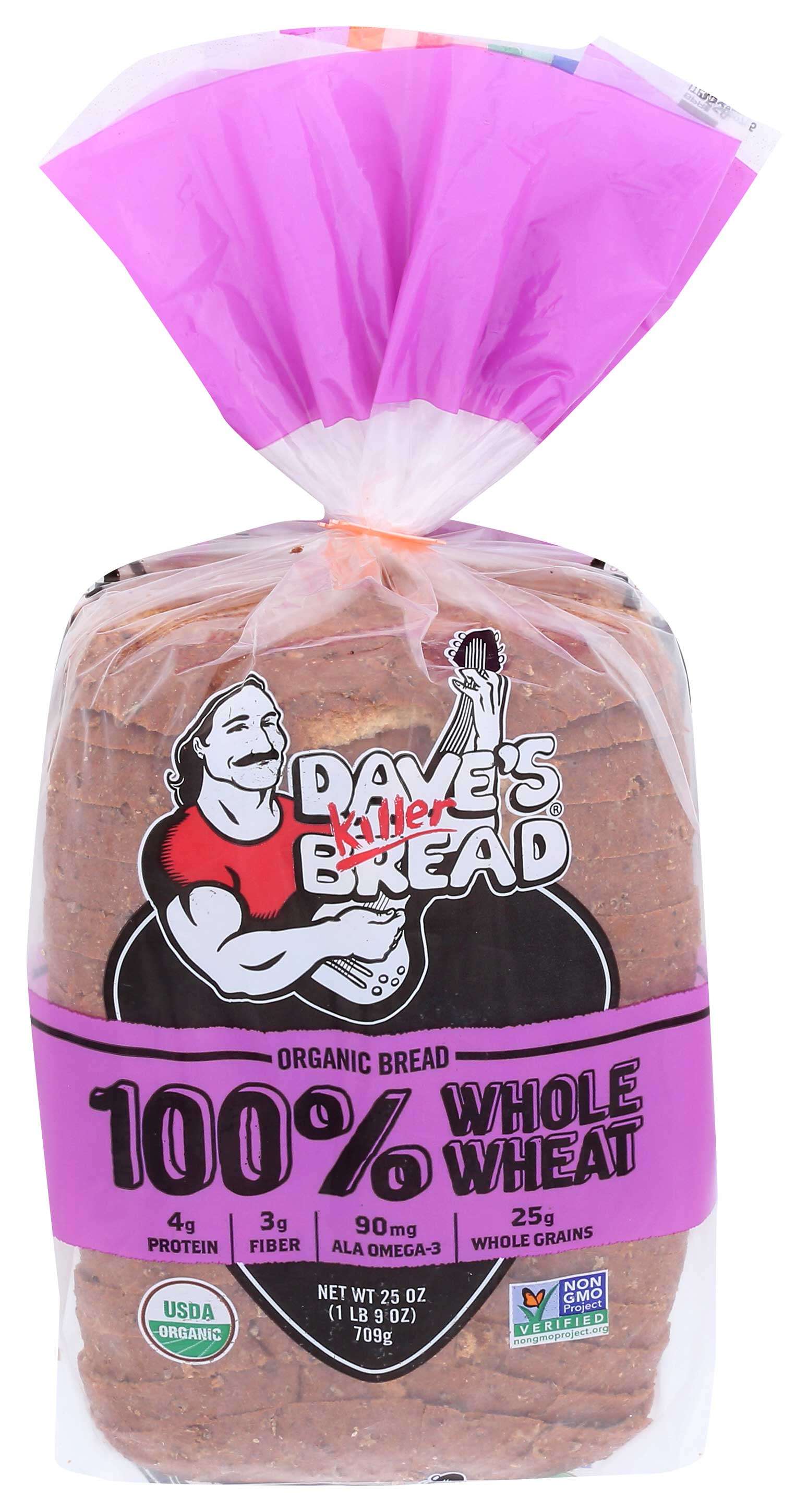 Dave's Killer Bread Organic 100 Percent Whole Wheat Bread, 25 Ounce -- 8 Per Case
