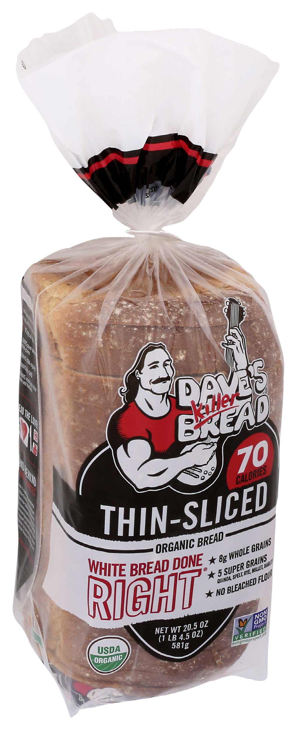Daves Killer Bread Organic Thin Sliced Done Right White Bread, 20.5 Ounce -- 10 per case