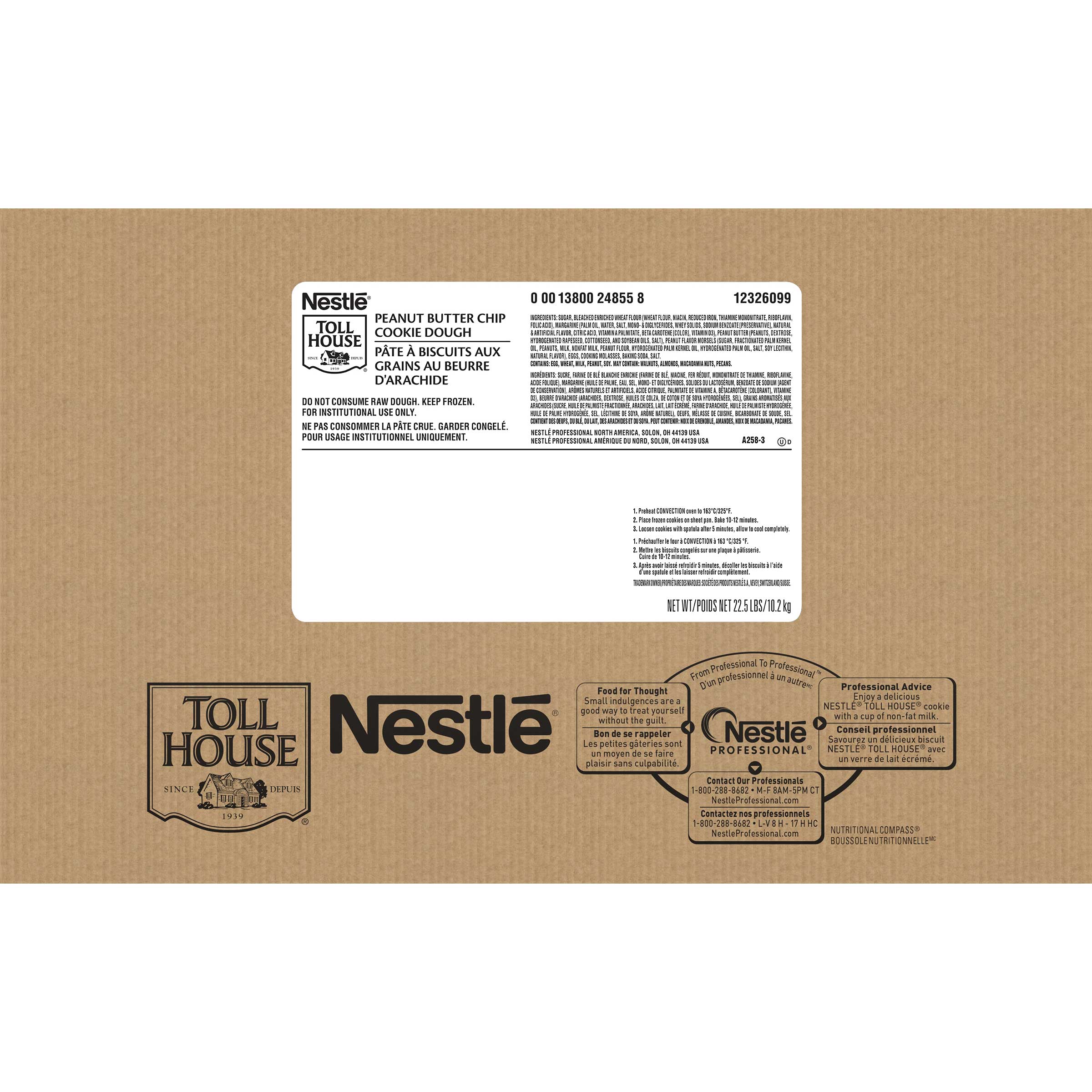 Toll House Peanut Butter Cookie Dough, 1.5 Ounce -- 240 Per Case