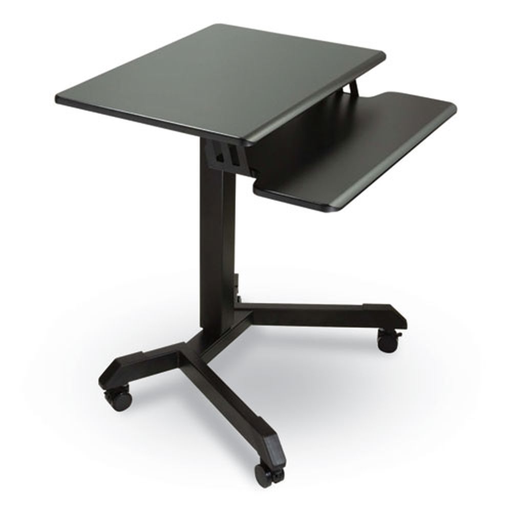 Victor Black Mobile Height Adjustable Standing Desk With Keyboard Tray, 25.6 X 17.7 X 29 To 44 Inch