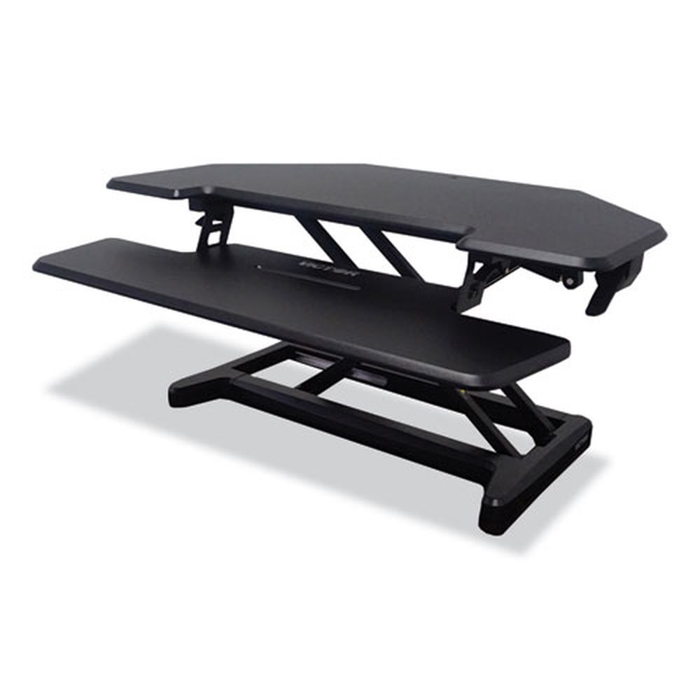 Victor Black Height Adjustable Corner Standing Desk With Keyboard Tray, 36 X 20 X 0 To 20 Inch