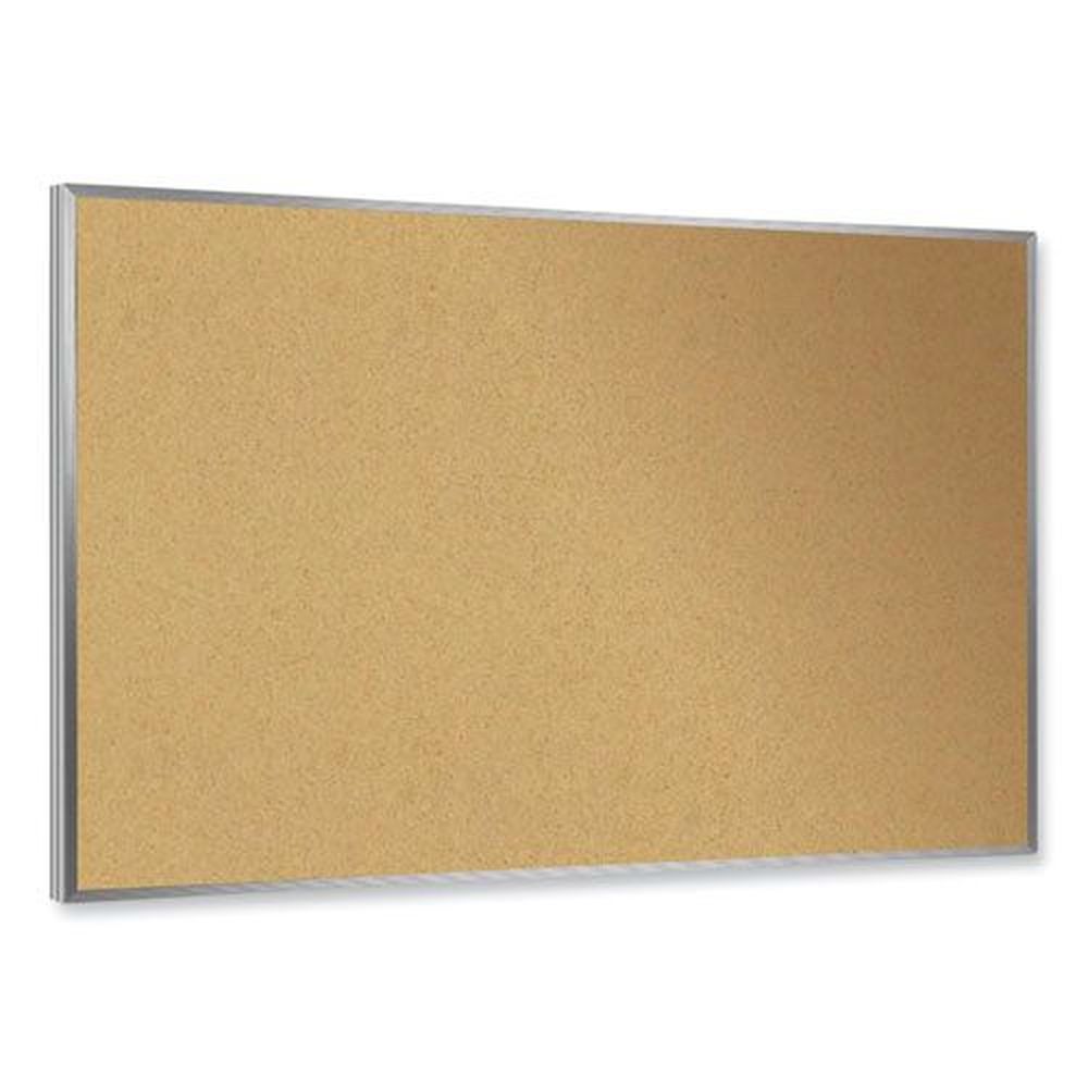 Ghent Tan Surface Satin Aluminum Frame Natural Corkboard, 24 X 18 Inch