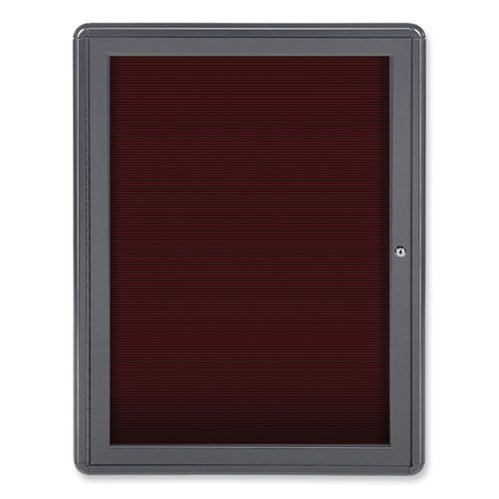 Ghent Gray Powder Coated Aluminum Frame Burgundy Surface Enclosed Letterboard, 24.13 X 33.75 Inch