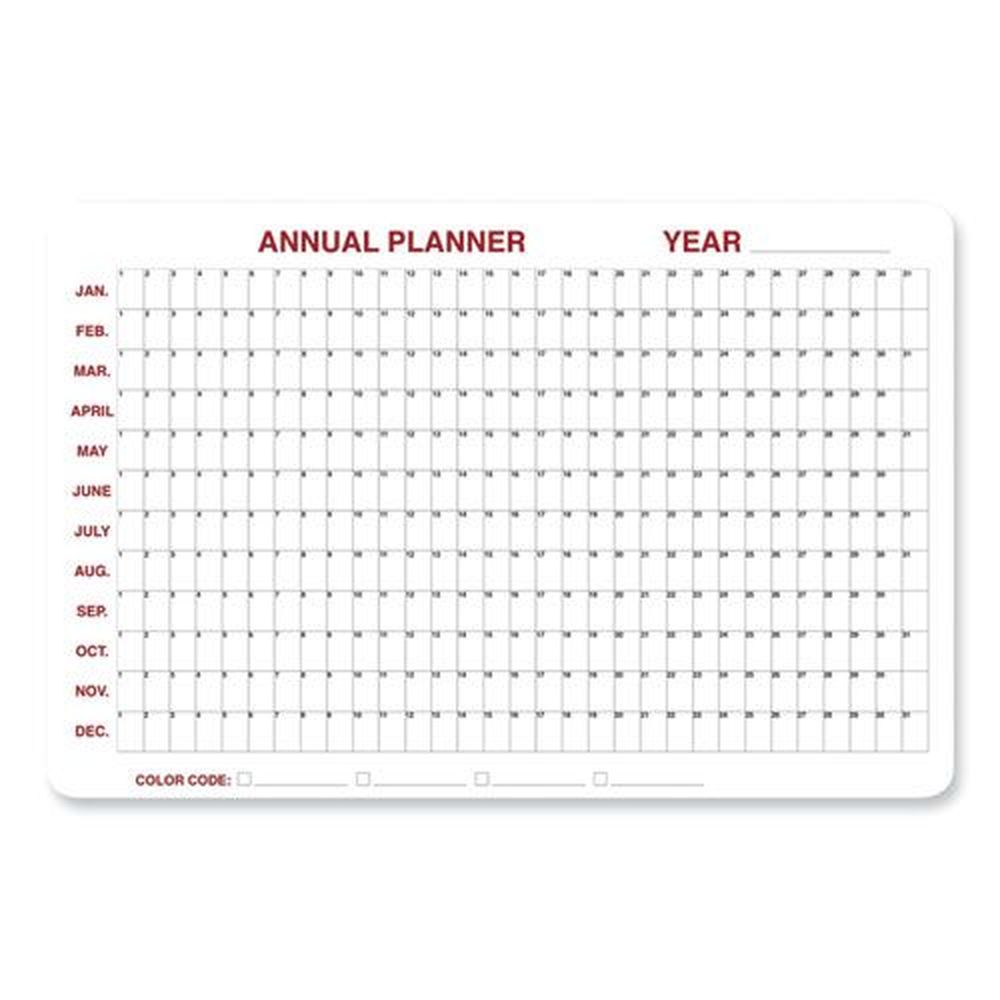 Ghent White/red/black Surface 12 Month Whiteboard Calendar With Radius Corners, 36 X 24 Inch