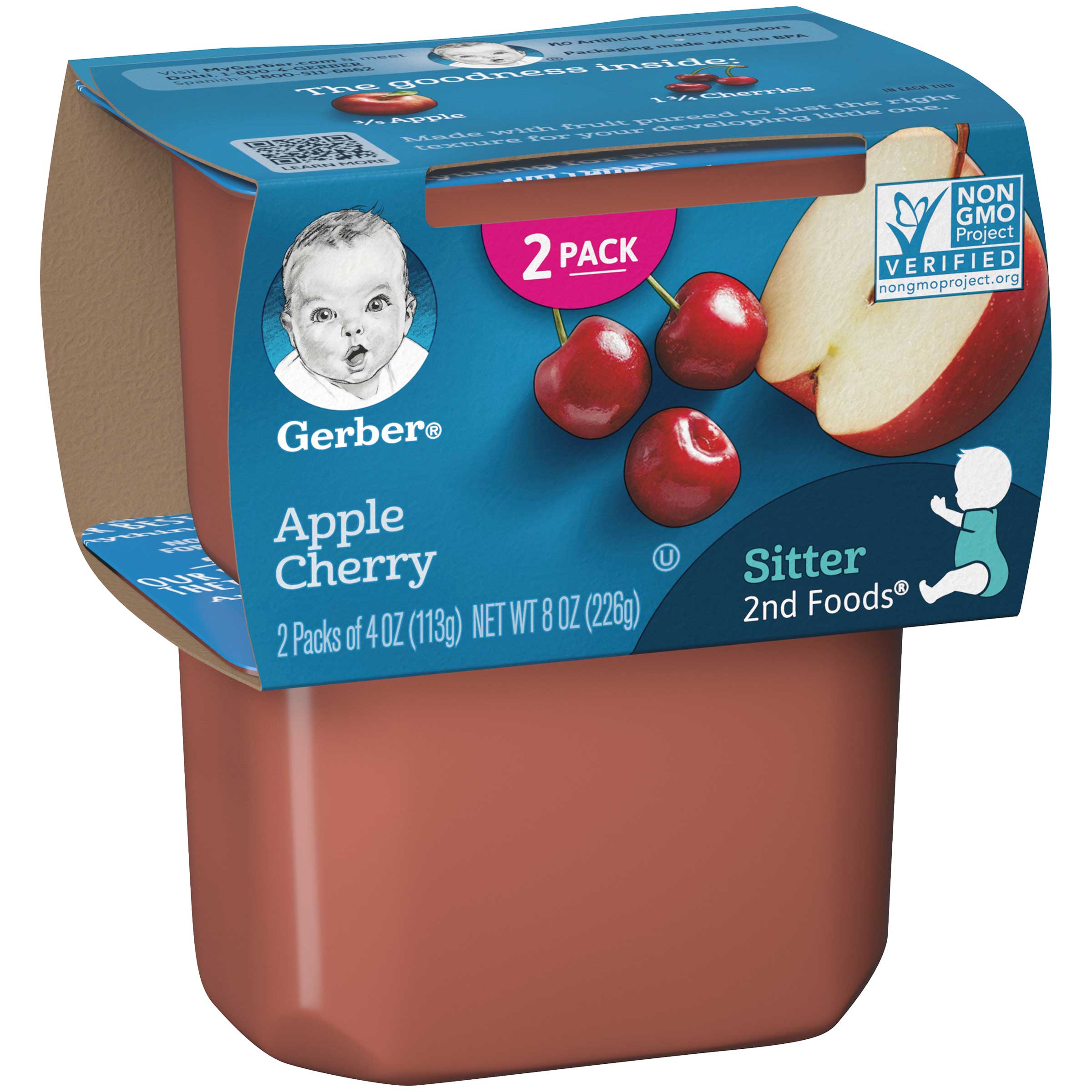Gerber 2nd Foods Apple Cherry Baby Food, Ounce -- per