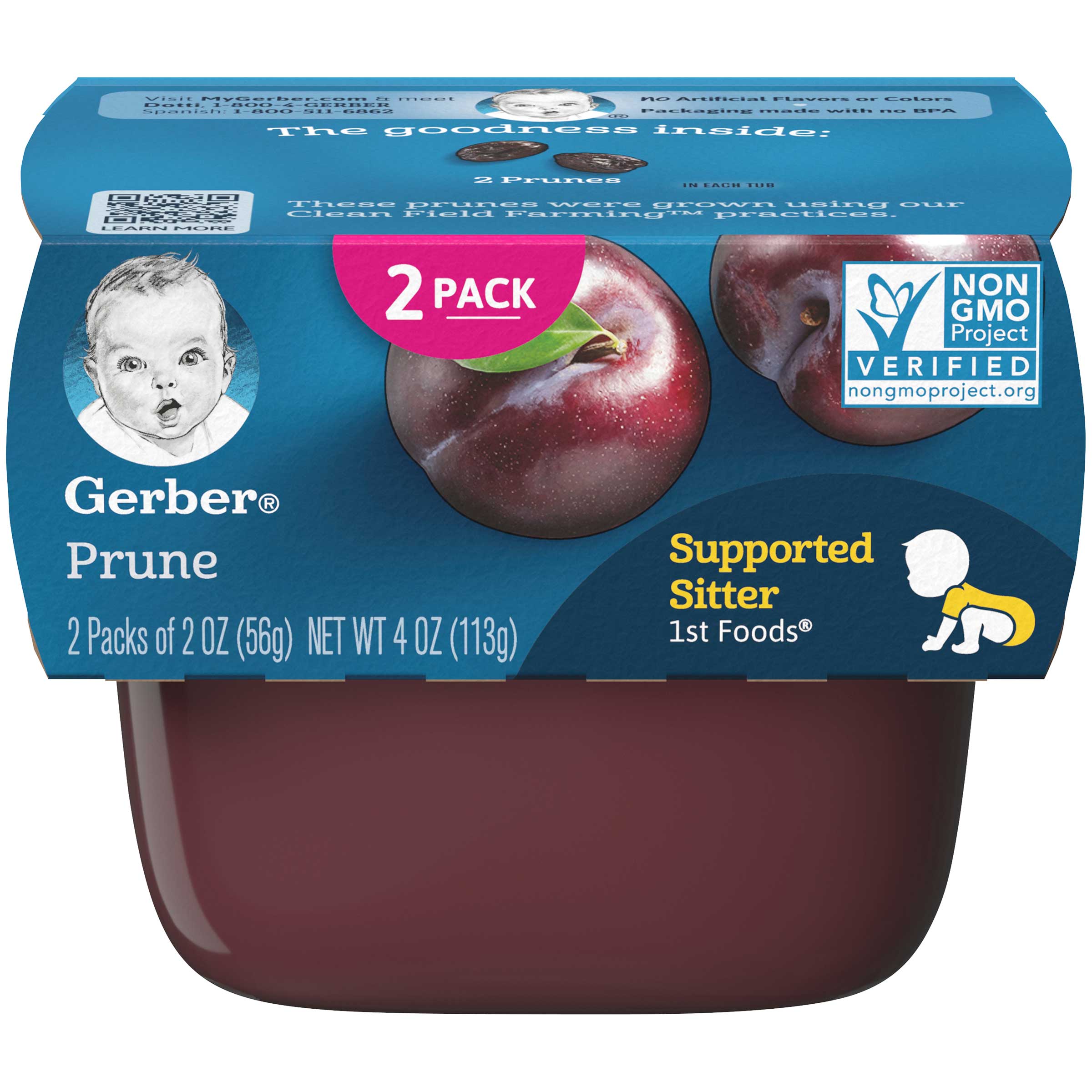 Gerber 1st Foods Prune Baby Food Multi Pack 4 Ounce Tub 8 per case