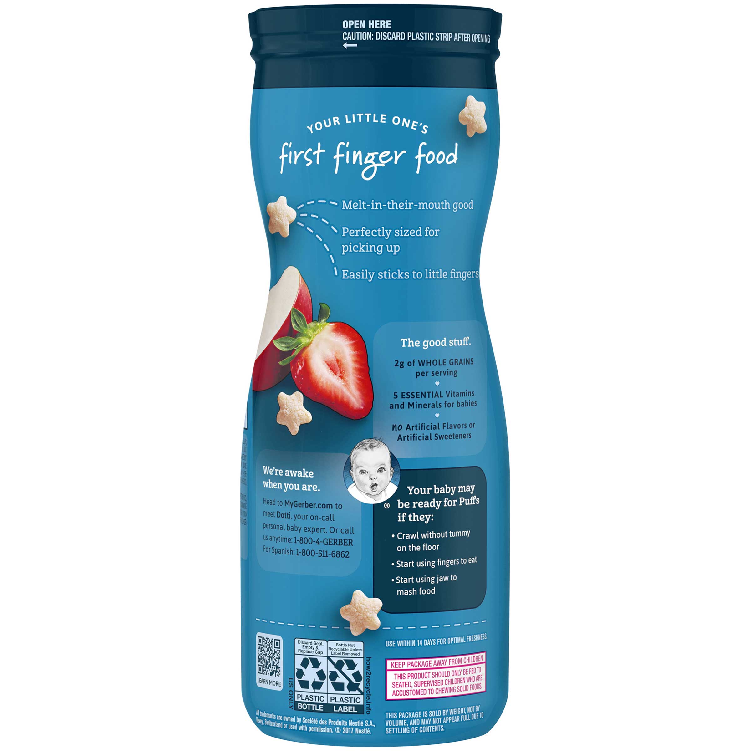 Gerber puffs strawberry top