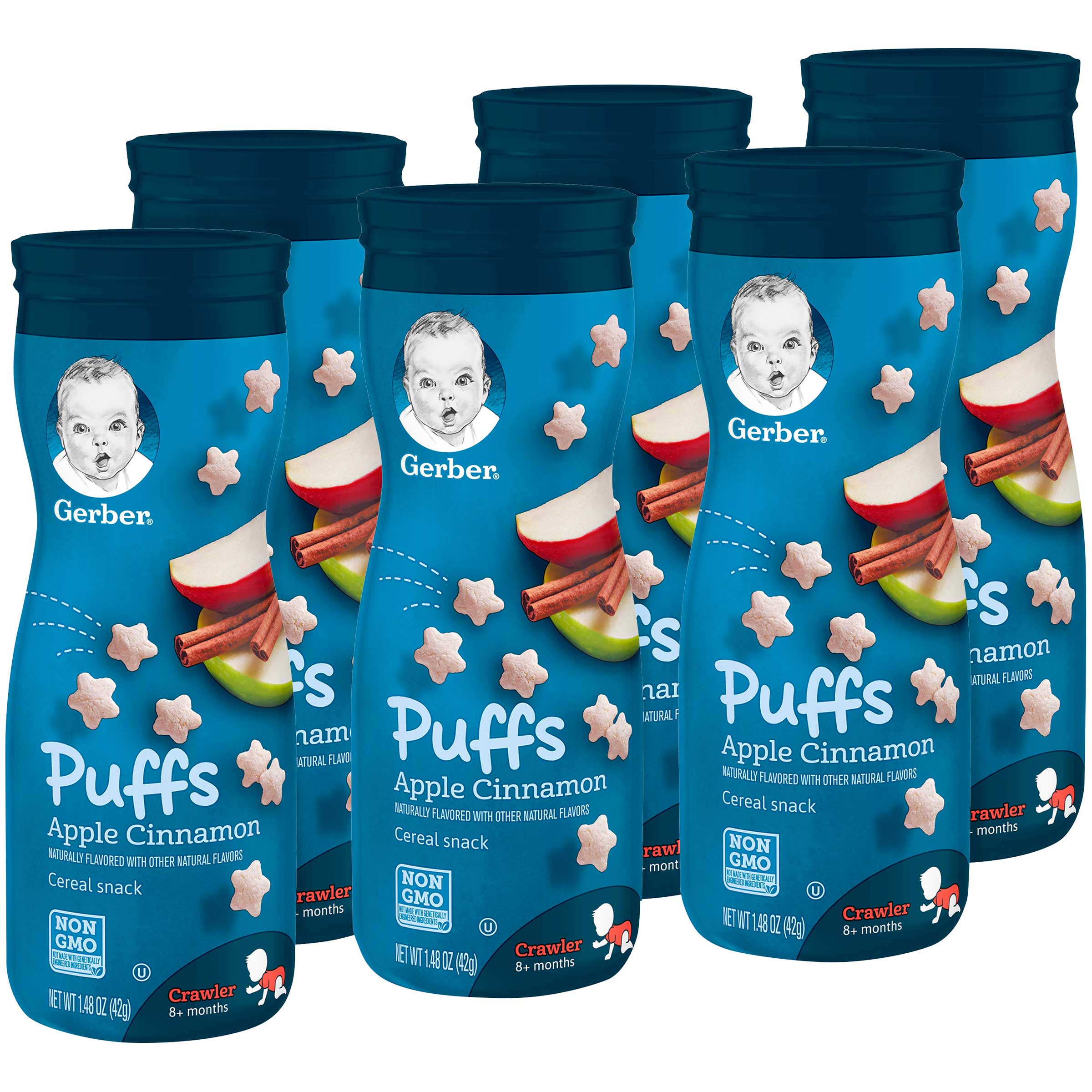 Gerber Apple Cinnamon Puff Baby Snack Case FoodServiceDirect