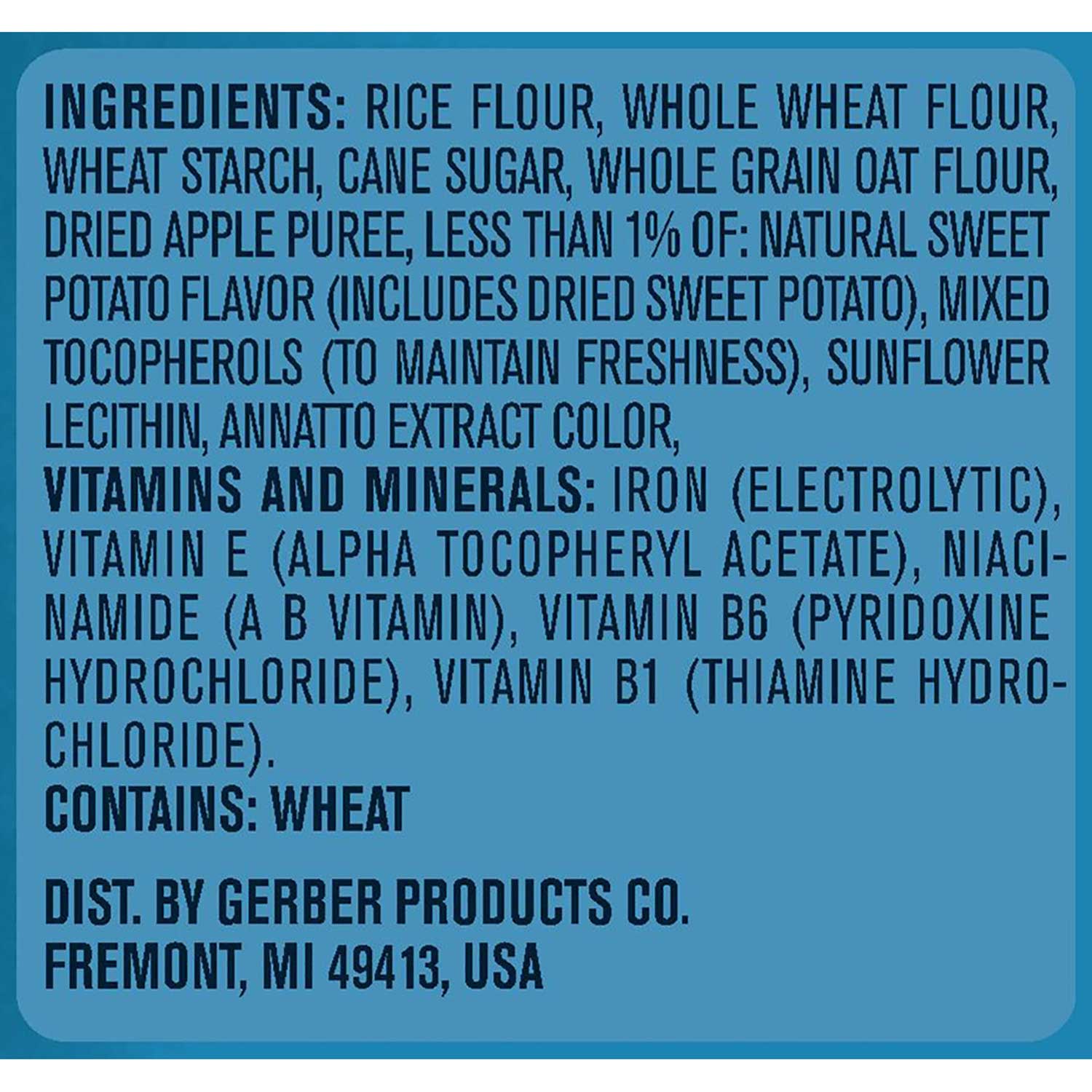 Gerber puffs store ingredients