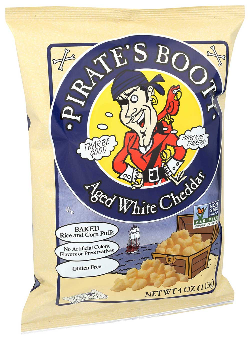Pirates Booty Aged White Cheddar Snack, 4 Ounce -- 12 per case.