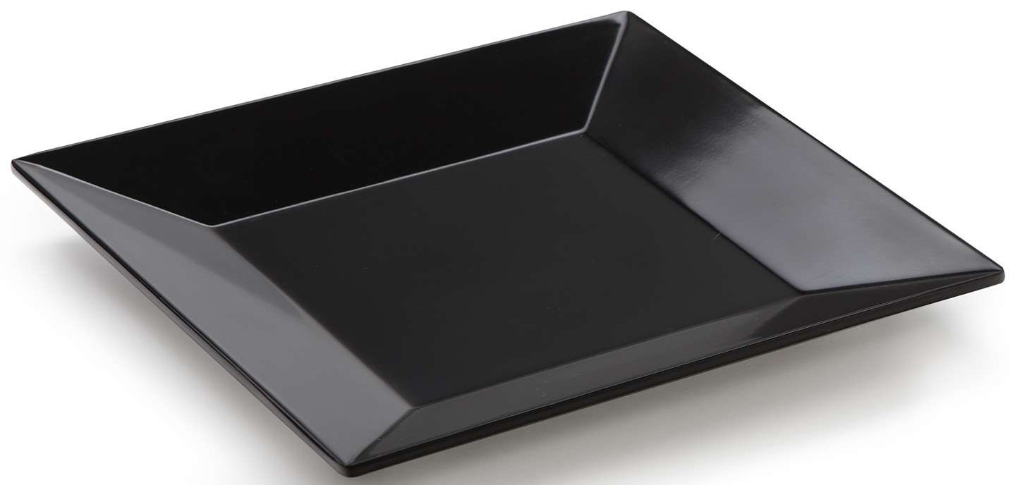 GET Enterprises Siciliano Melamine Black Square Plate, 10 inch -- 12 per case