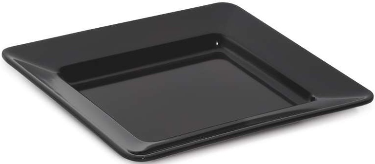 GET Enterprises Milano Melamine Black Square Plate, 12 inch -- 12 per case