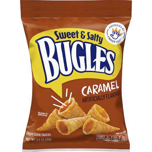 Bugles Corn Snacks, Caramel, 3.5 oz (Pack of 7)