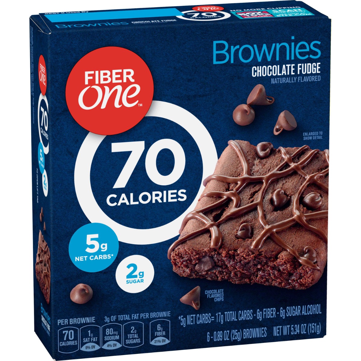 Fiber One 70 Calorie Chocolate Fudge Brownie, 5.34 Ounce -- 48 Per Case