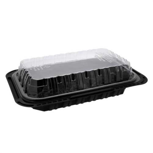 Pactiv Polypropylene Black Base Hot Fried Food Display Takeout