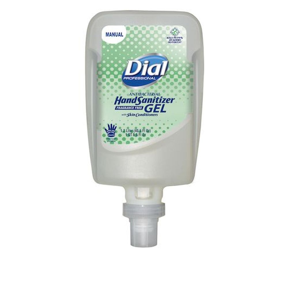 Dial Fragrance Free Antibacterial Hand Sanitizer Gel Refill, 40.6 Fluid Ounce -- 3 Per Case