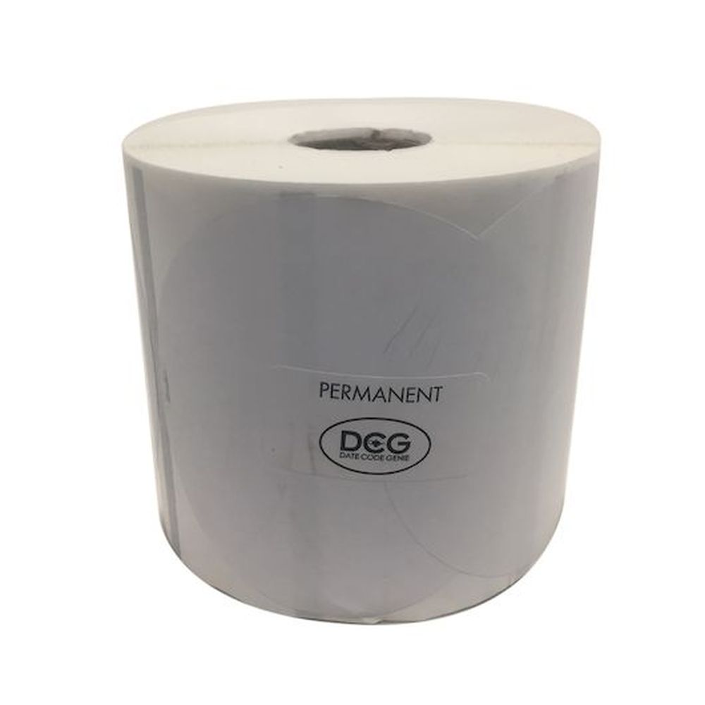 Datecodegenie 3 Inch White Circle Blank Permanent Label Roll, 4 Count