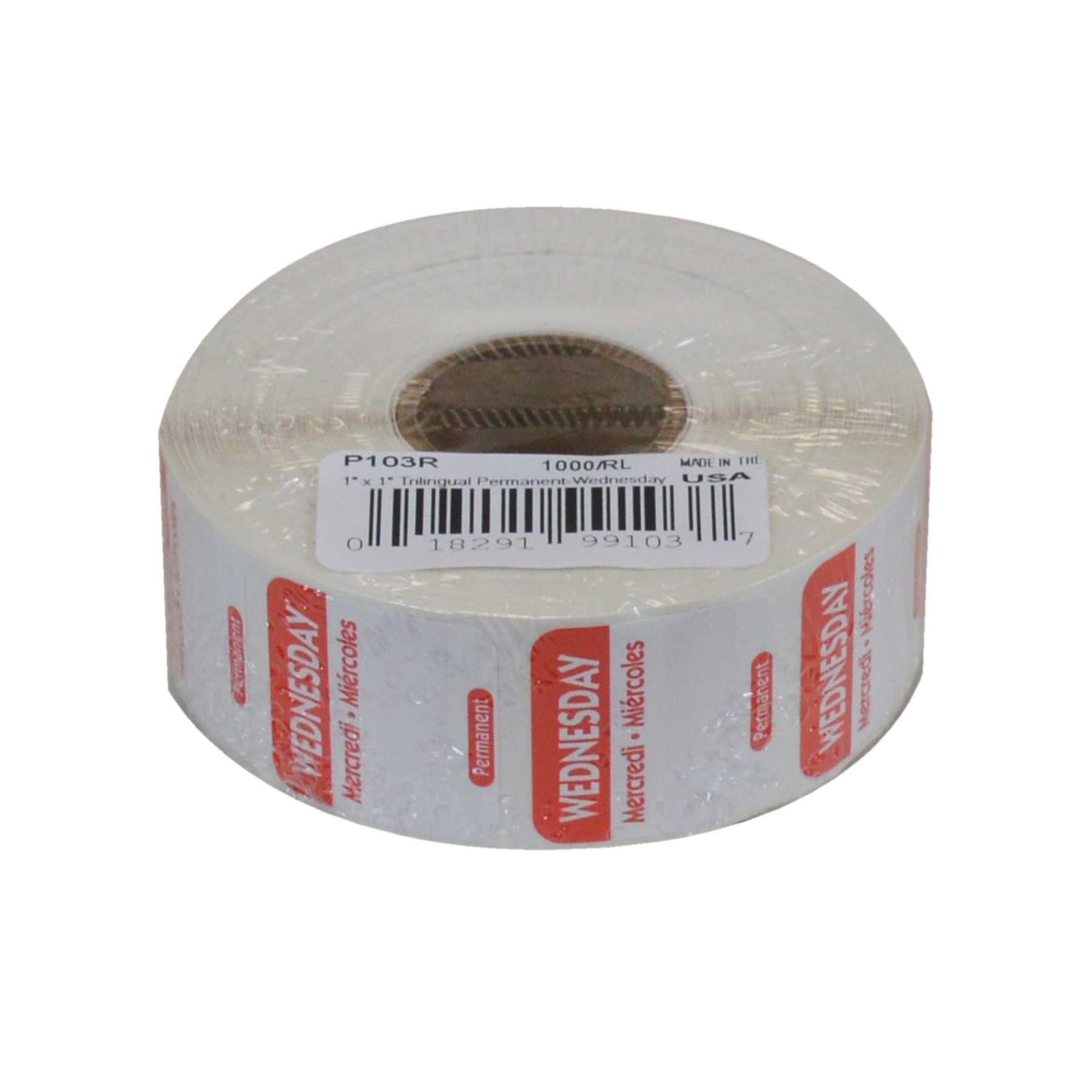 Ncco Dateit Red Trilingual Permanent Label, Wednesday, 1 X 1 Inch -- 1000 Per Case