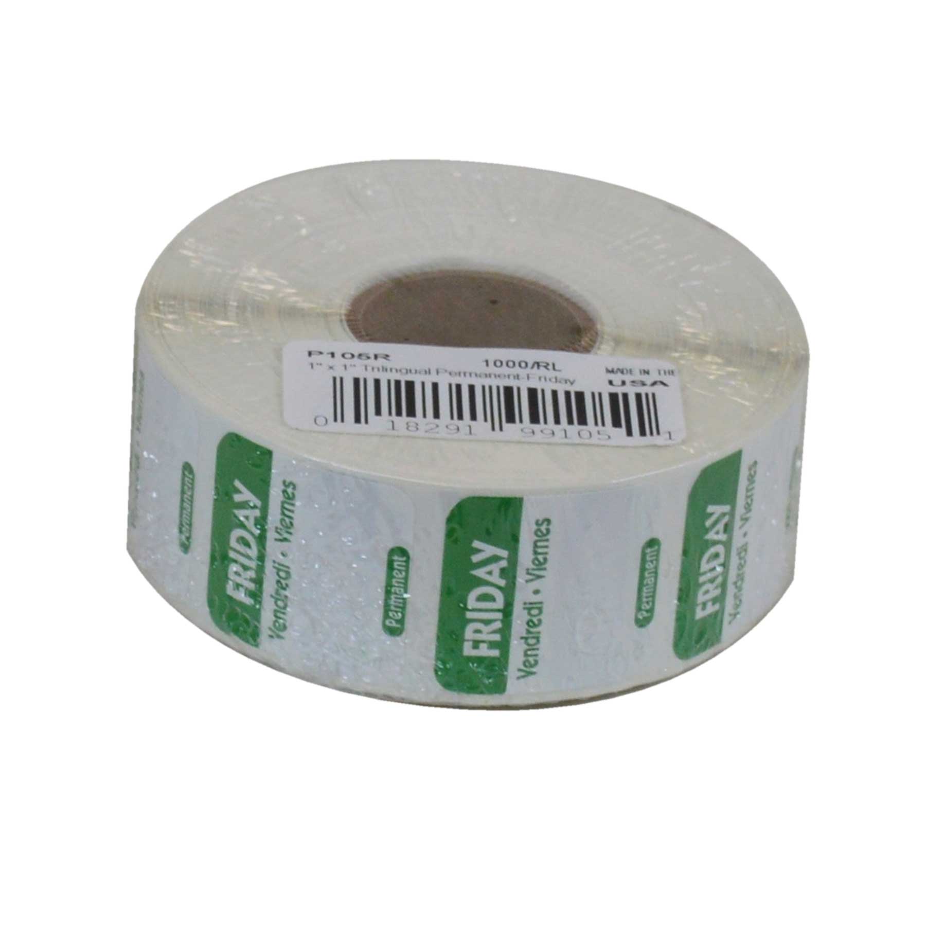 Ncco Dateit Green Trilingual Permanent Label, Friday, 1 X 1 Inch -- 1000 Per Case