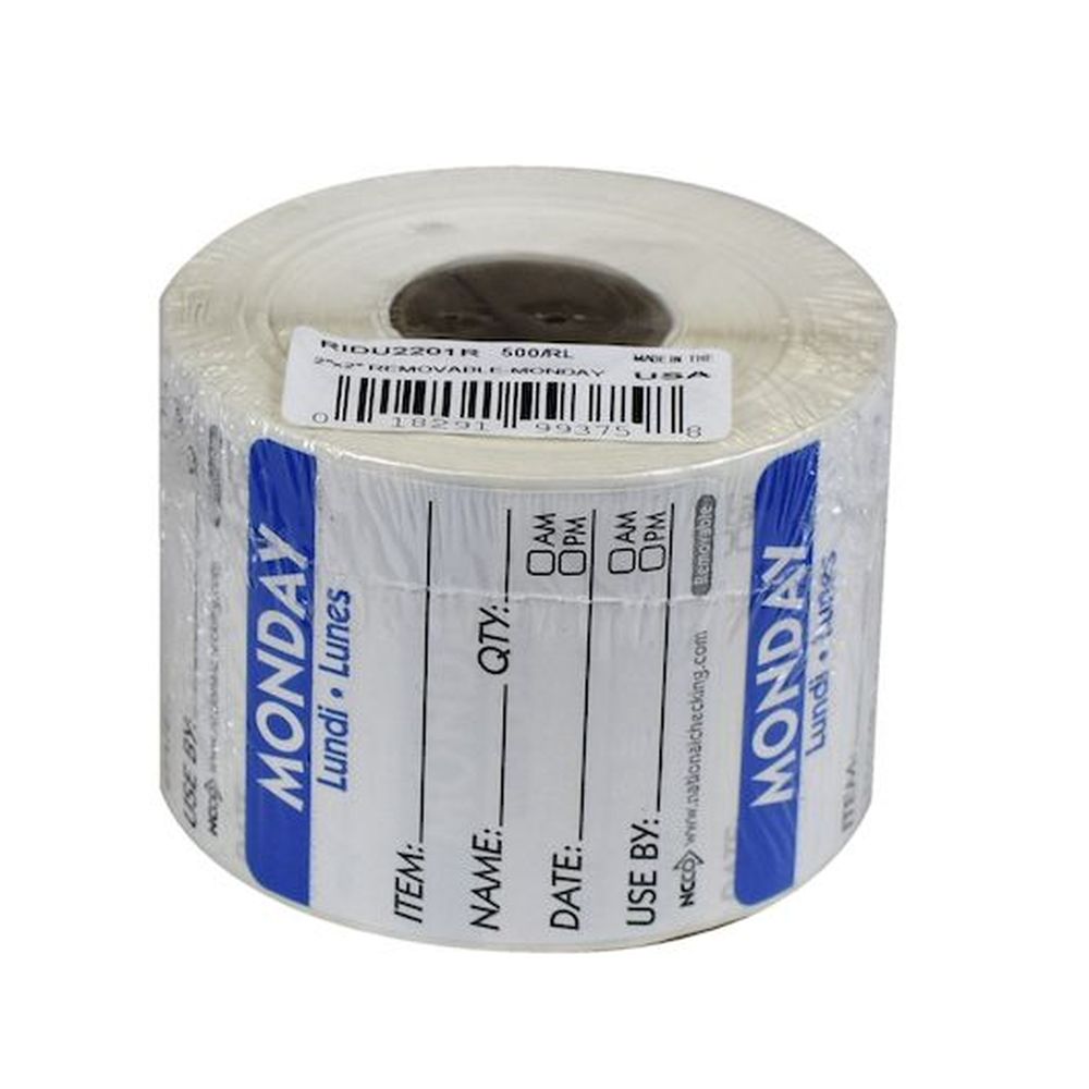 Ncco Monday 2 X 2 Inch Removable Label, 500 Count