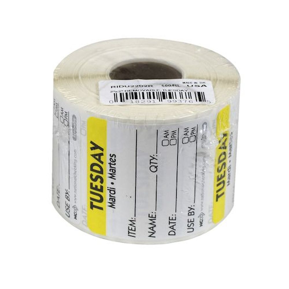 Ncco Tuesday 2 X 2 Inch Removable Label, 500 Count