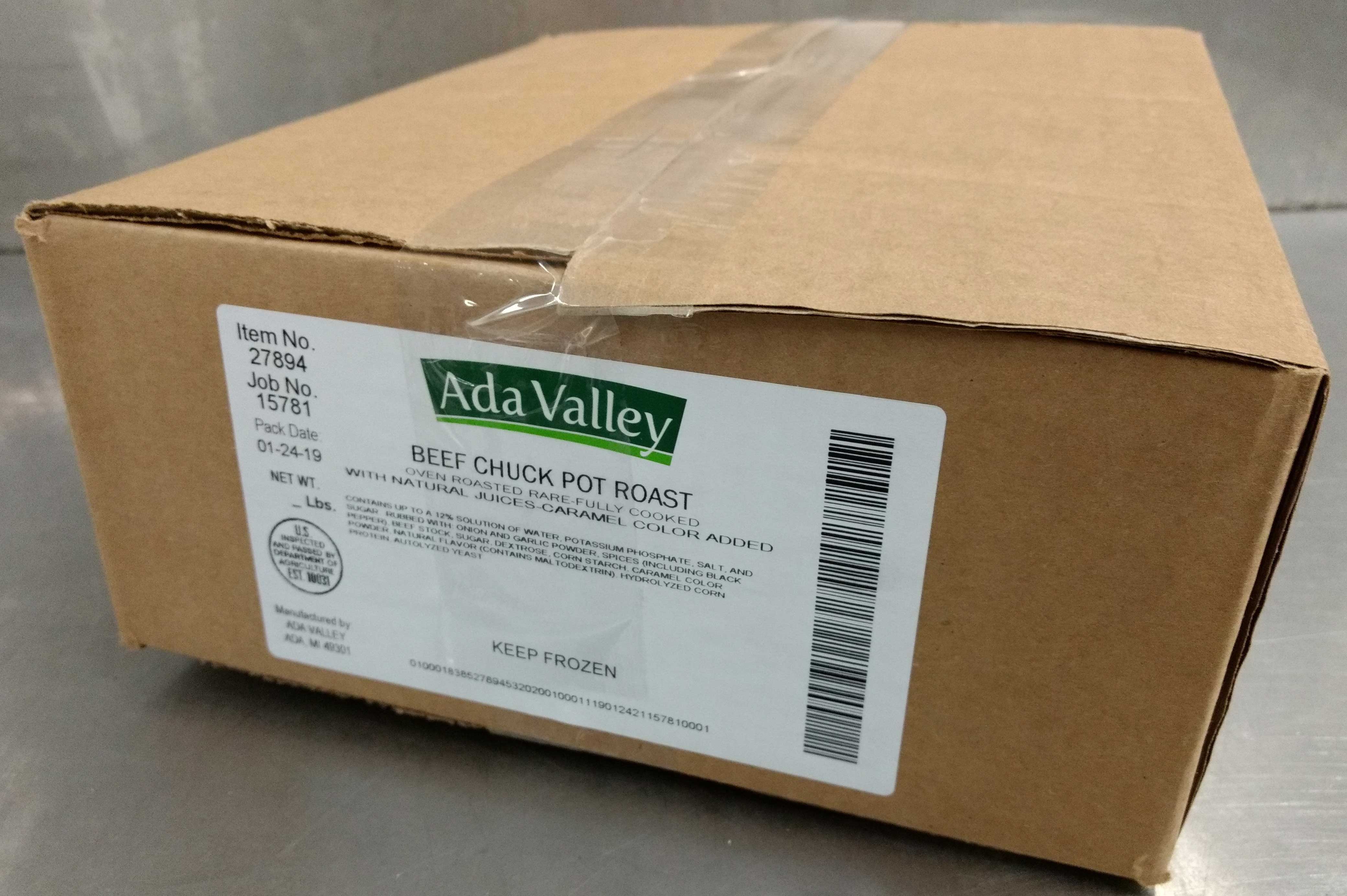 Ada Valley Gourmet Foods Beef Chuck Pot Roast, 5 Pound -- 2 Per Case