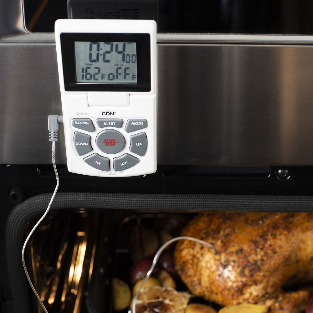 Cdn Combo Probe Thermometer, Timer & Clock, Silver