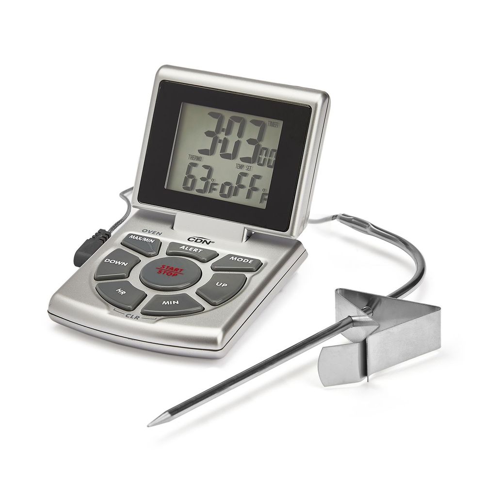 CDN Combo Probe Thermometer, Timer & Clock - Silver