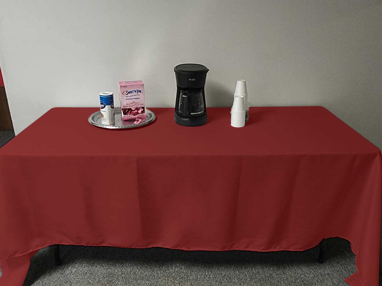 Intedge Red 100 Percent Polyester Square Tablecloth, 36 x 36 inch