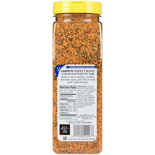 Lawry's Perfect Blend Chicken And Poultry Rub Seasoning, 24.5 Ounce -- 1 Each
