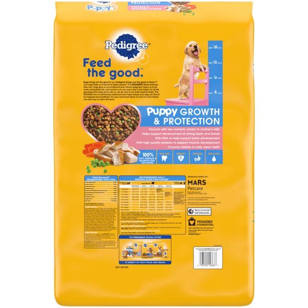 Pedigree Puppy Growth And Protection Chicken Vegetable Flavor Dry Dog Food, 14 Pound