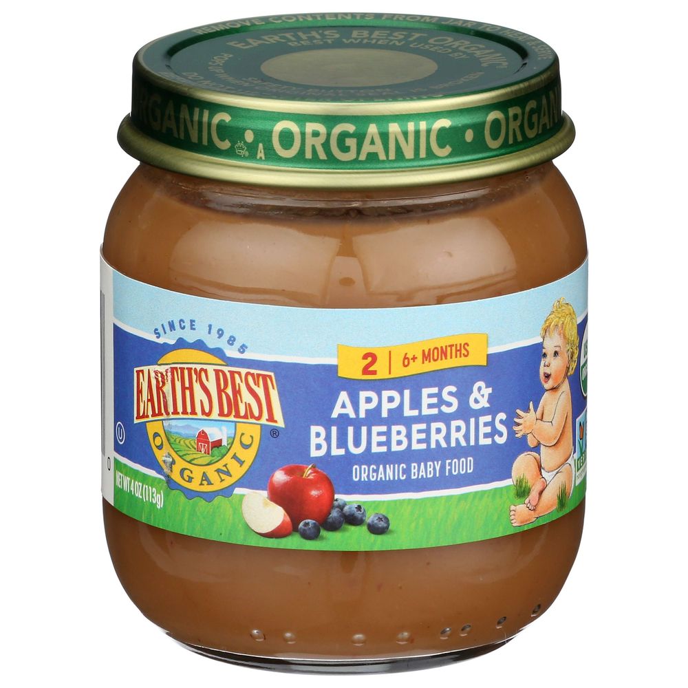 Earths Best Organic Stage 2 Apple Blueberry Food For 6 Plus Months Baby, 4 Ounce -- 10 Per Case
