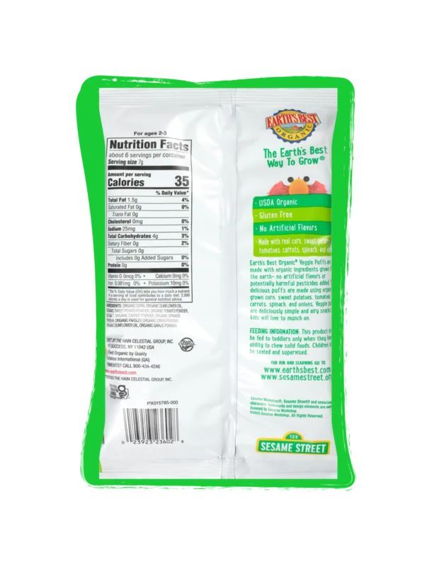 Earth's Best Sesame Street Veggie Puffs, 1.55 Ounce -- 4 Per Case