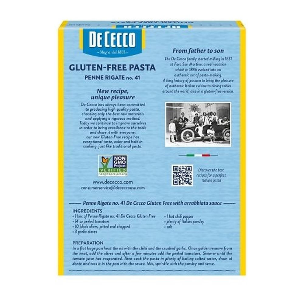 De Cecco Gluten Free Penne Rigate Pasta, 12 Ounce -- 6 per case