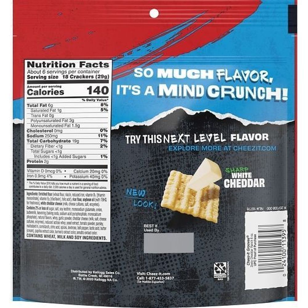 Crunchy Cheddar Ranch Cheez-It Crackers Grooves Cheddar Ranch Crunchy Snack Cracker, 6 Ounce ...