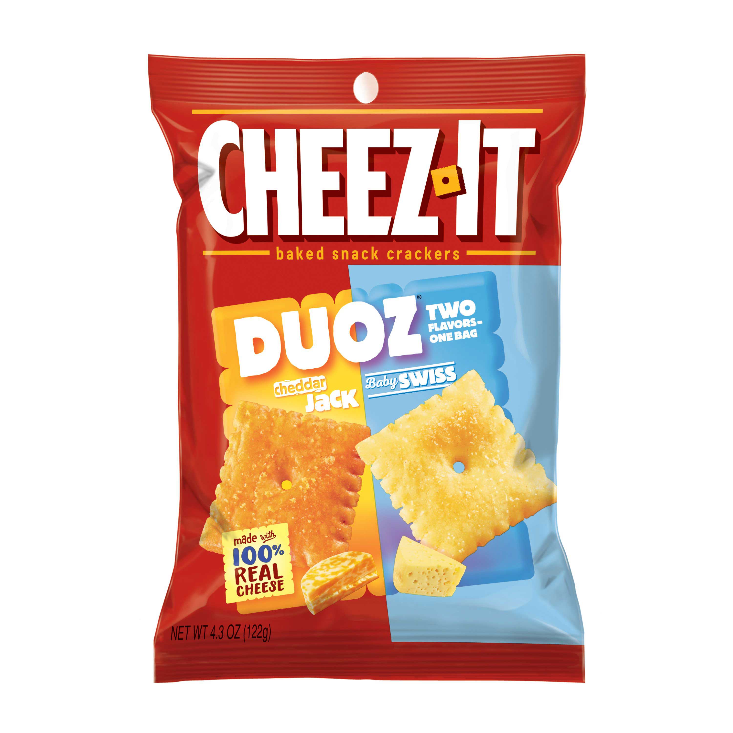 Cheez It Duoz Cheddar Jack and Baby Swiss Cracker, 4.3 Ounce -- 6