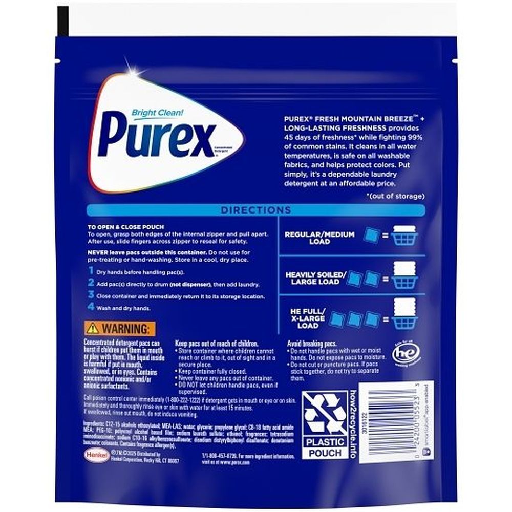 Purex Fresh Mountain Breeze Detergent Pods, 30.2 Fluid Ounce -- 4 Per Case