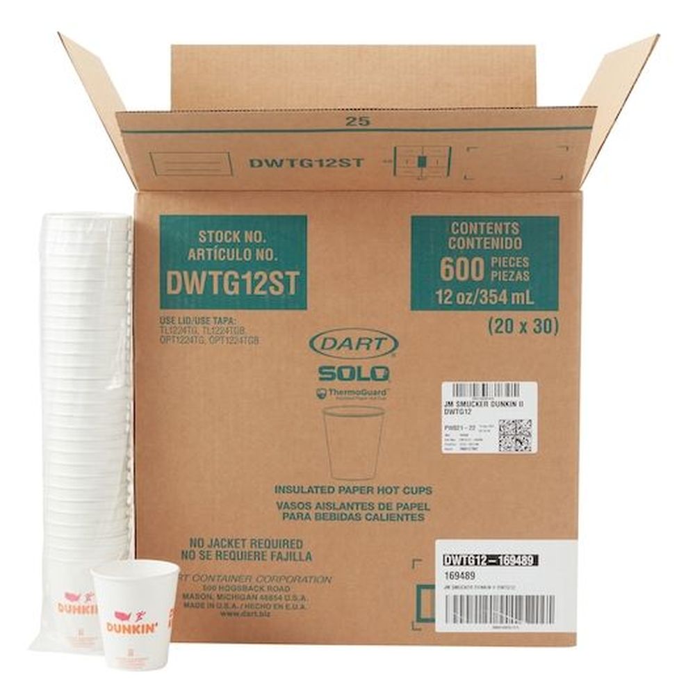 Dunkin' Paper Cup, 12 Ounce -- 12 Per Case