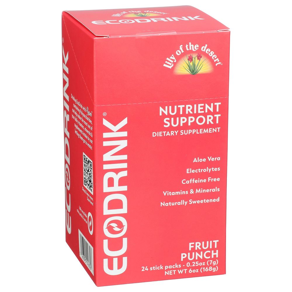 Lily Of The Desert Ecodrink Fruit Punch Nutrient Support Stick Pack, 0.25 Ounce -- 24 Per Case